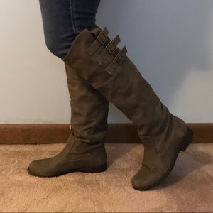 Knee high taupe boots